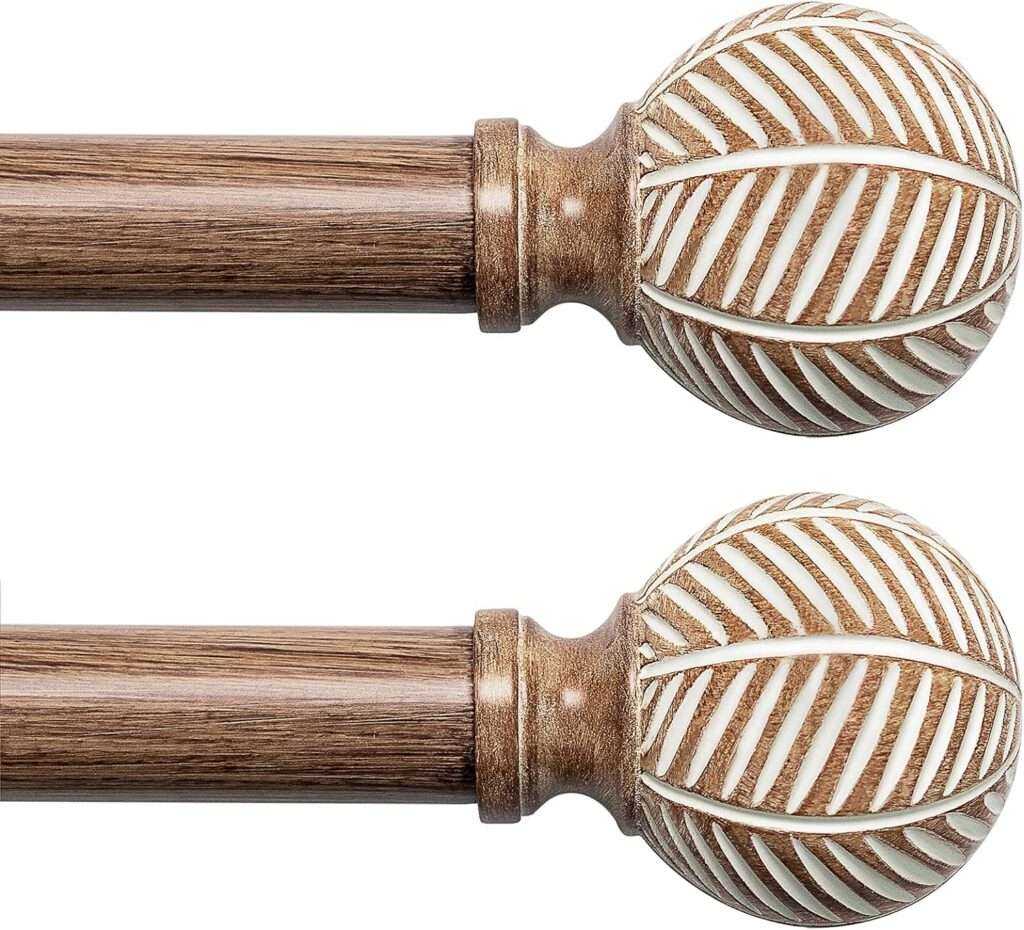 Wood Curtain Rods for Windows 2 sets