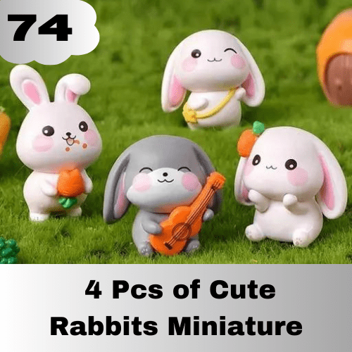 4 Pcs of Cute Rabbits Miniature