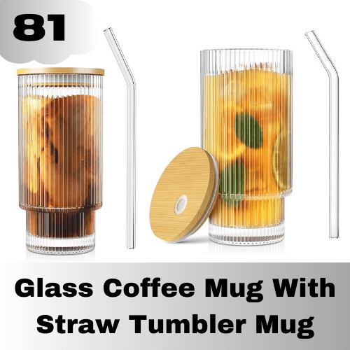 Glass Coffee Mug With Straw Tumbler Mug