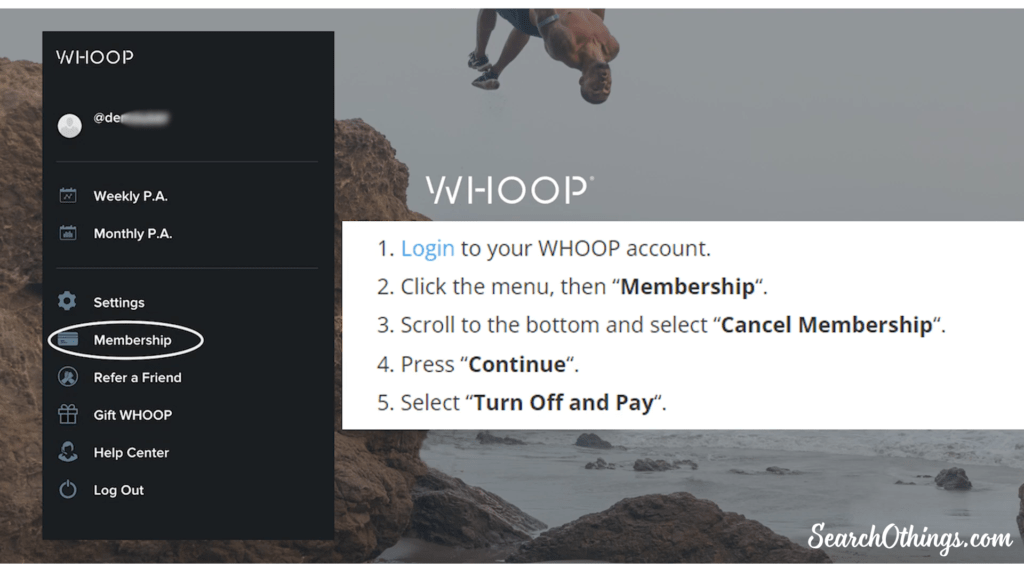 whoop membership cancellation steps